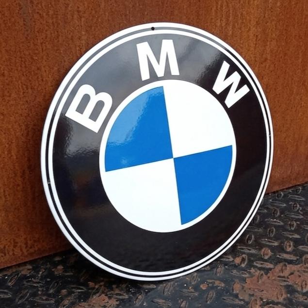 XL Emaille Schild BMW Dealer Reclamebord Vintage Mancave Oud, Verzamelen, Merken en Reclamevoorwerpen, Verzenden, Gebruikt, Reclamebord