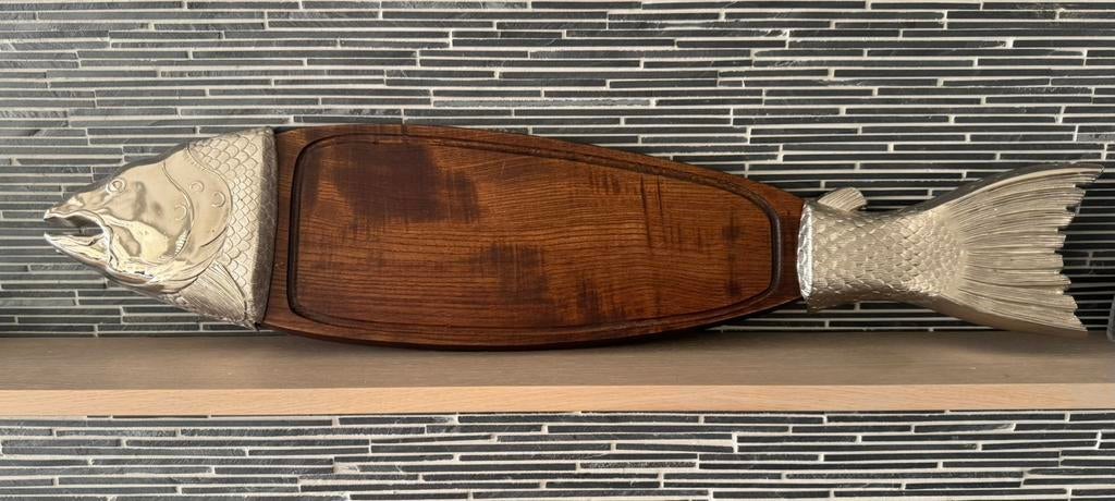 Mooie houten schotel met zilver. Nieuw!, Antiek en Kunst, Ophalen of Verzenden