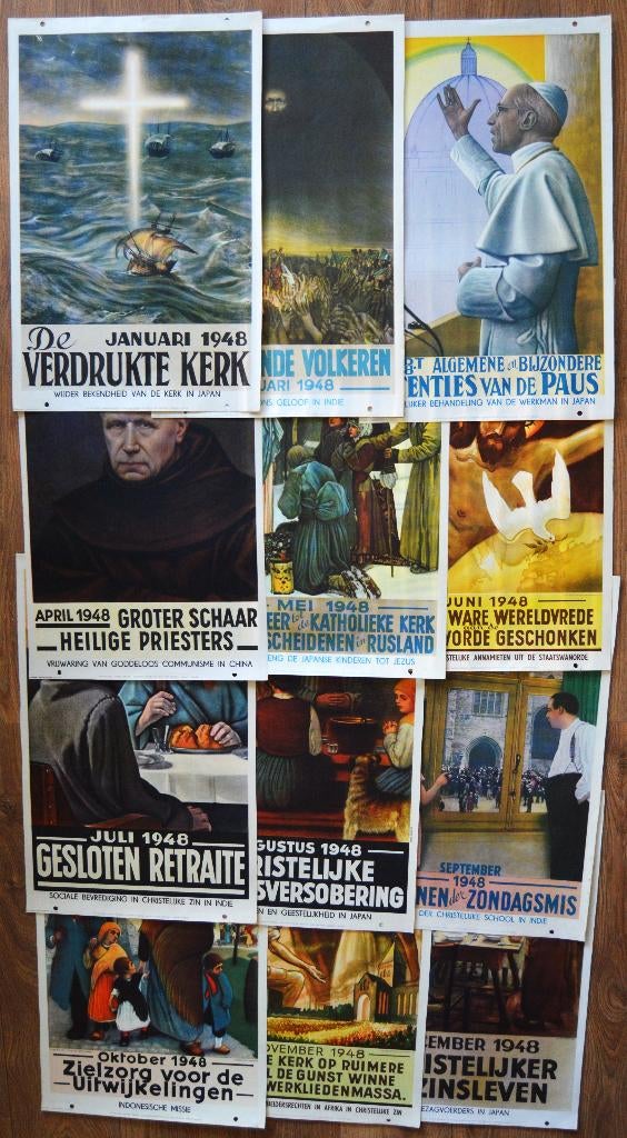 Affiches uit 1948, bonden van het H.Hart, Verzamelen, Posters, Ophalen