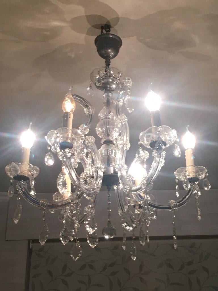 Kristallen Boheemse kroonluchter, Huis en Inrichting, Lampen | Kroonluchters, Ophalen, Gebruikt, Glas