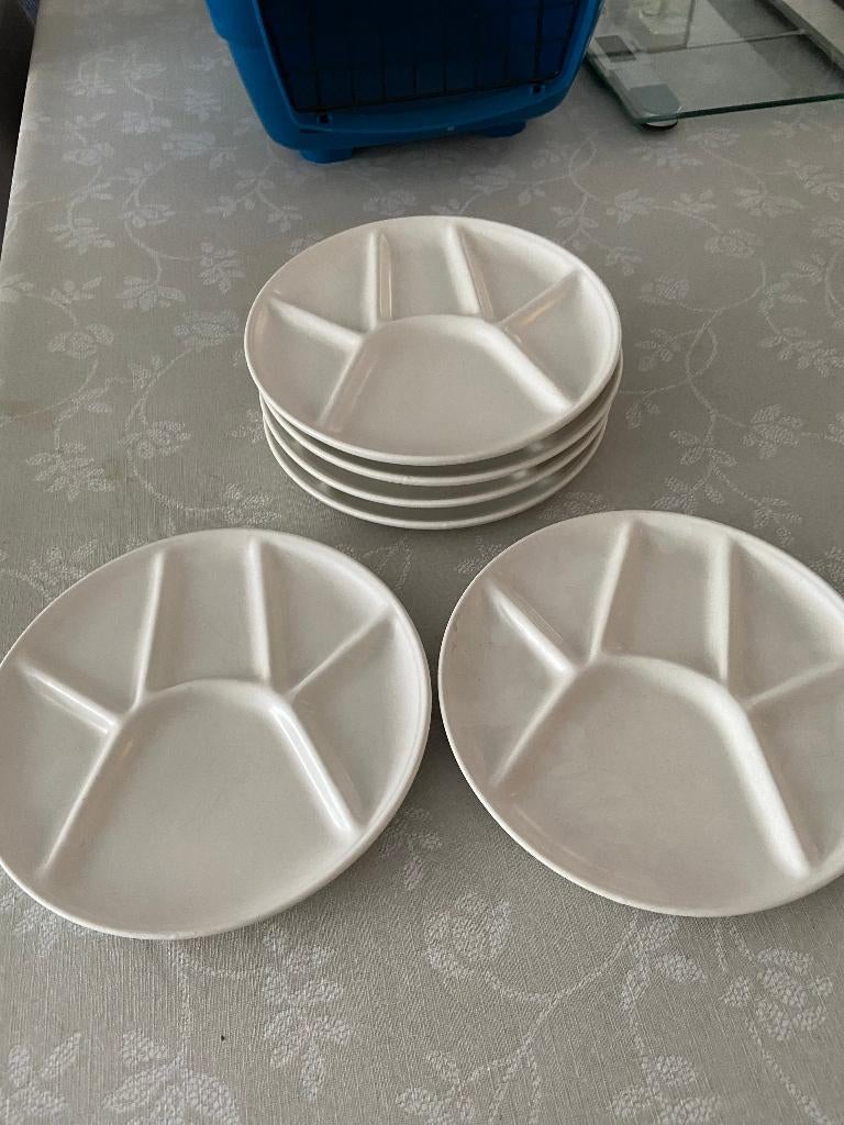 6 Fondue borden, Huis en Inrichting, Keuken | Servies, Ophalen, Gebruikt, Bord(en)