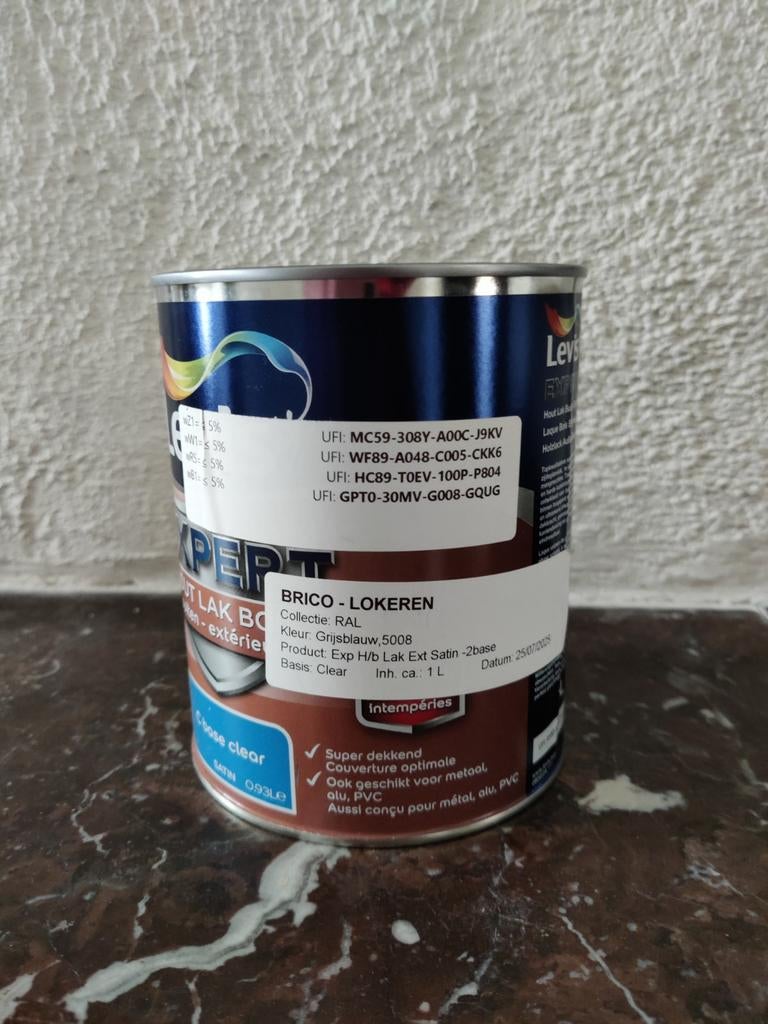 Houtlak grijsblauw RAL 5008 buiten, Ophalen, Verf