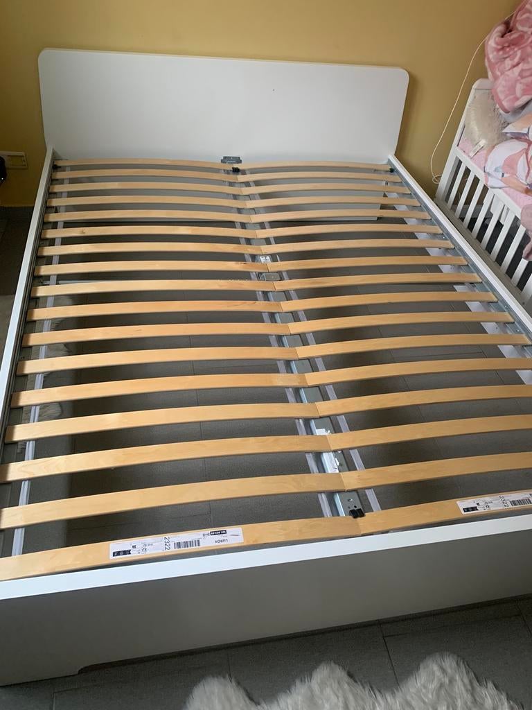 Lit ikea 160cmx200cm avec sommier, Enlèvement, Utilisé, 200 cm, Blanc