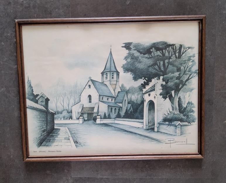Het kerkje van Afsnee door Oscar Bonnevalle (1920-1993), Ophalen of Verzenden