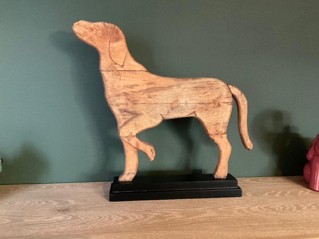 Grote decoratieve houten hond, Ophalen, Nieuw, Dier