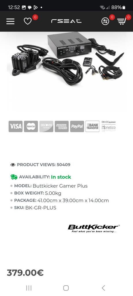 Buttkicker gamer plus, Ophalen