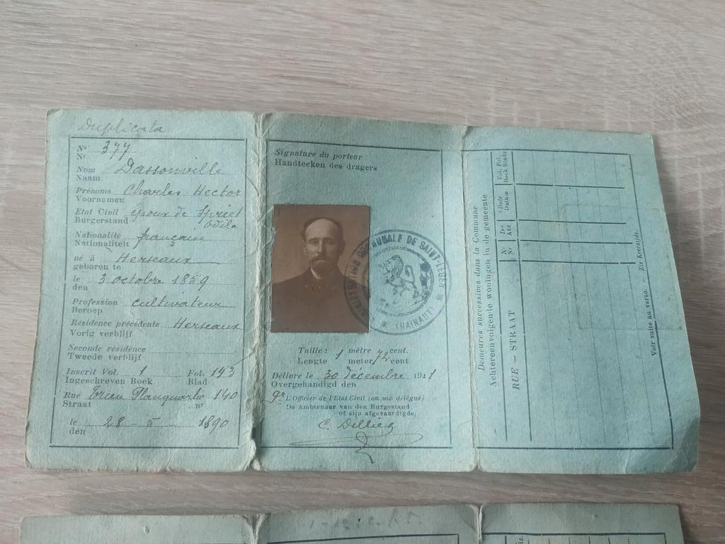Vieux document 1 carte identité 1921 Saint Léger Pecq, Enlèvement ou Envoi, Utilisé