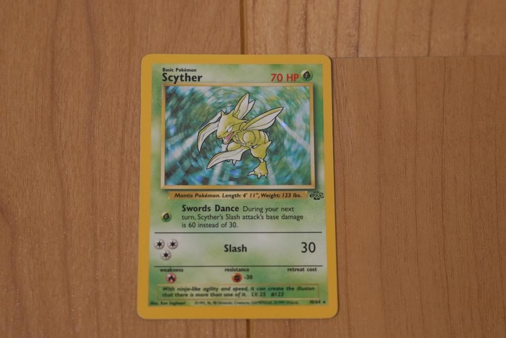 Scyther Holo – Base Set Unlimited 1999 - PSA 9 schatting, Ophalen of Verzenden, Zo goed als nieuw, Losse kaart