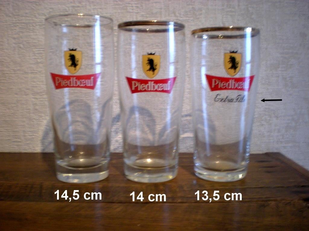 PIEDBOEUF - 3 verschillende glazen (maat en opdruk), Verzamelen, Biermerken, Ophalen of Verzenden
