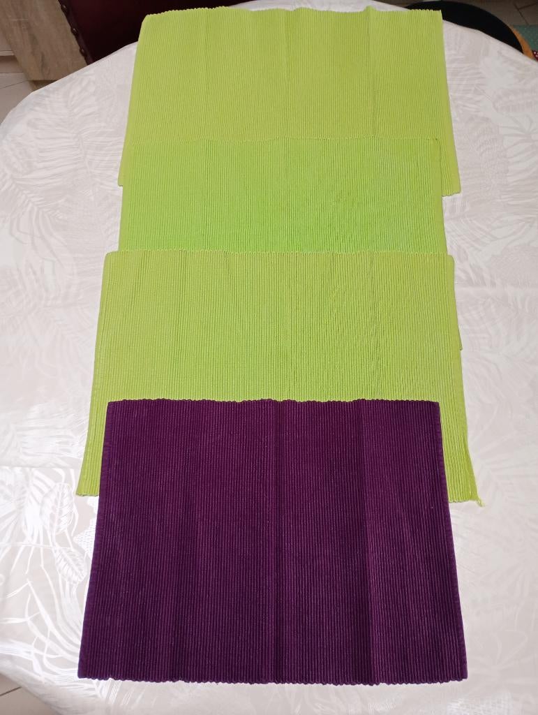 Sets de table coton côtelé, Ophalen of Verzenden, Groen