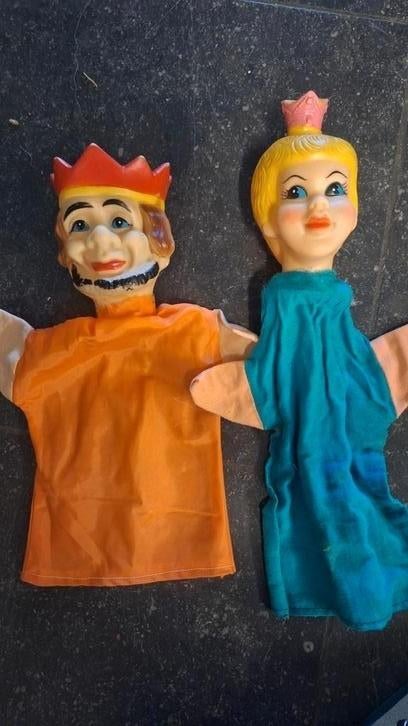 2 vintage handpoppen koningspaar, Hobby en Vrije tijd, Ophalen, Gebruikt