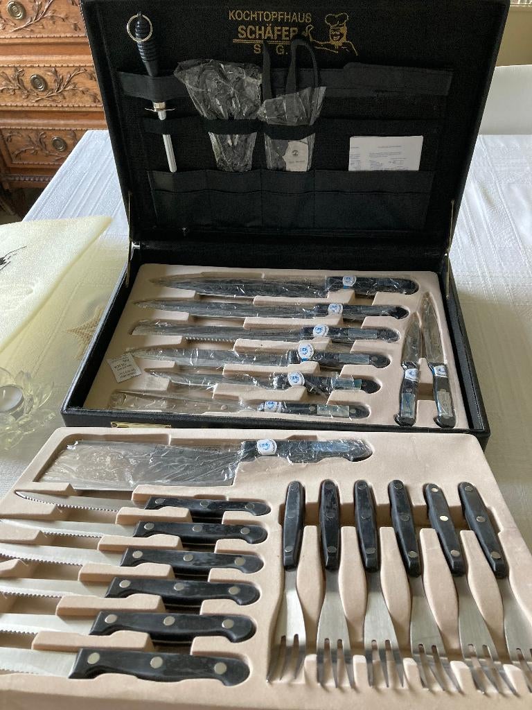 Koffer met messenset Kochtophaus SCHAFER  S.G., Enlèvement ou Envoi, Comme neuf, Ensemble de couverts