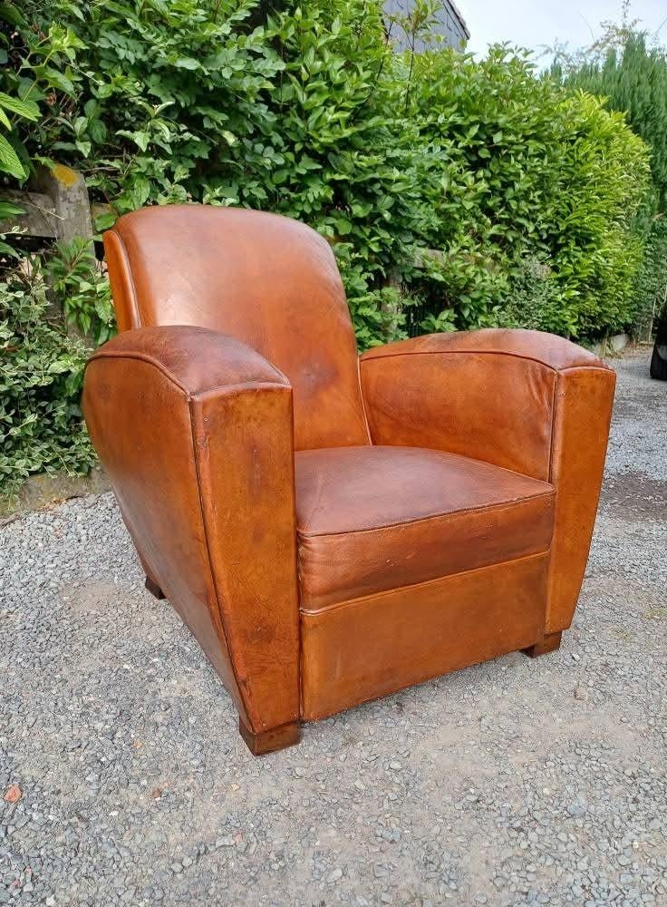 Zoek antieke leren clubfauteuil, Ophalen of Verzenden