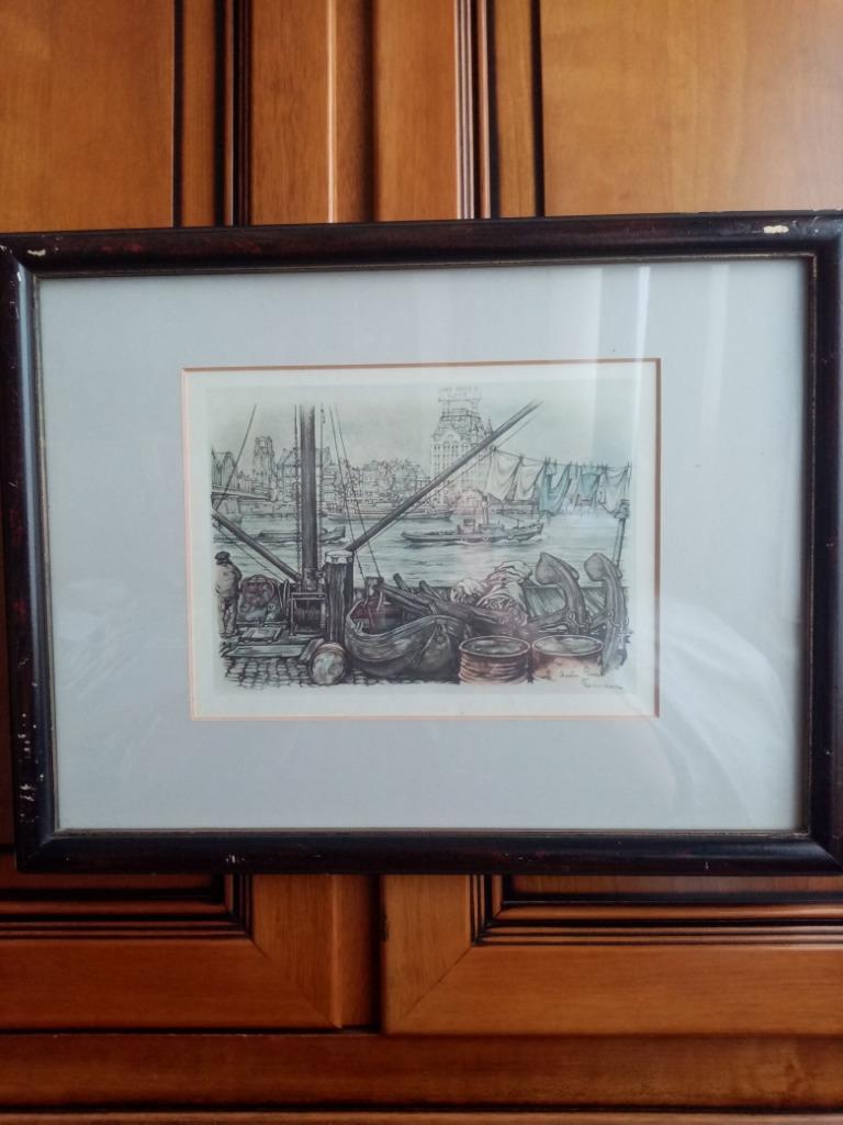 Anton Pieck „Rotterdam” aquatintgravure uit de jaren 70 (43/, Ophalen