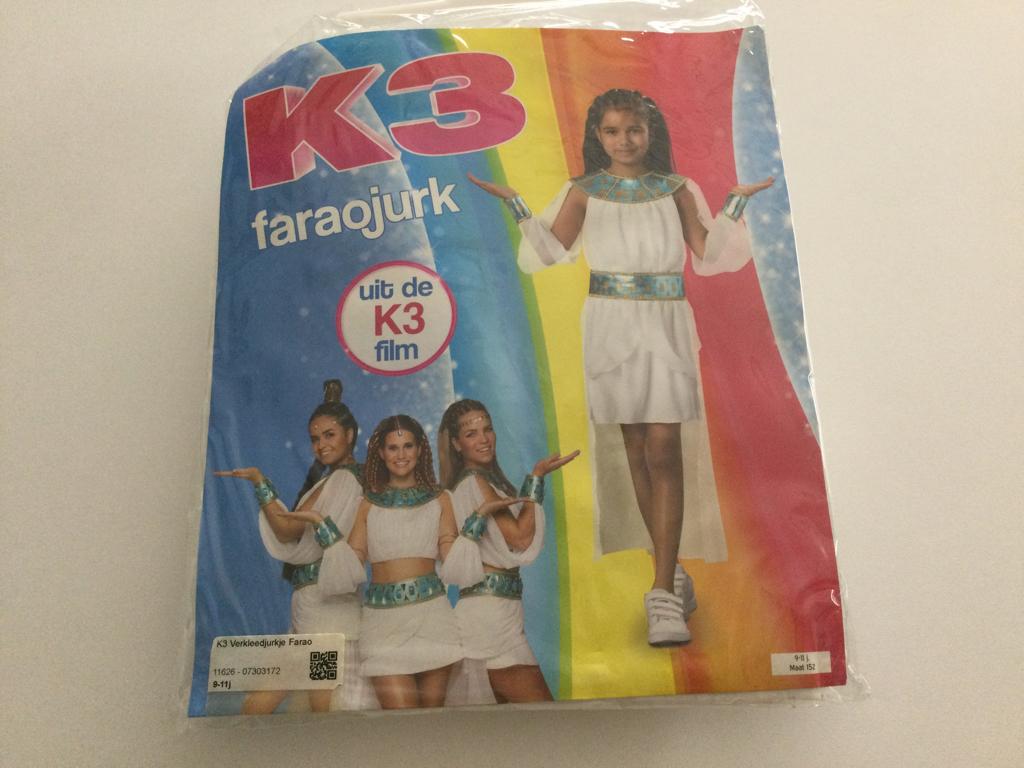 Verkleed jurkje van K3, faraojurk , 8-10 jaar, Enlèvement ou Envoi, Comme neuf, 122 à 128, Fille