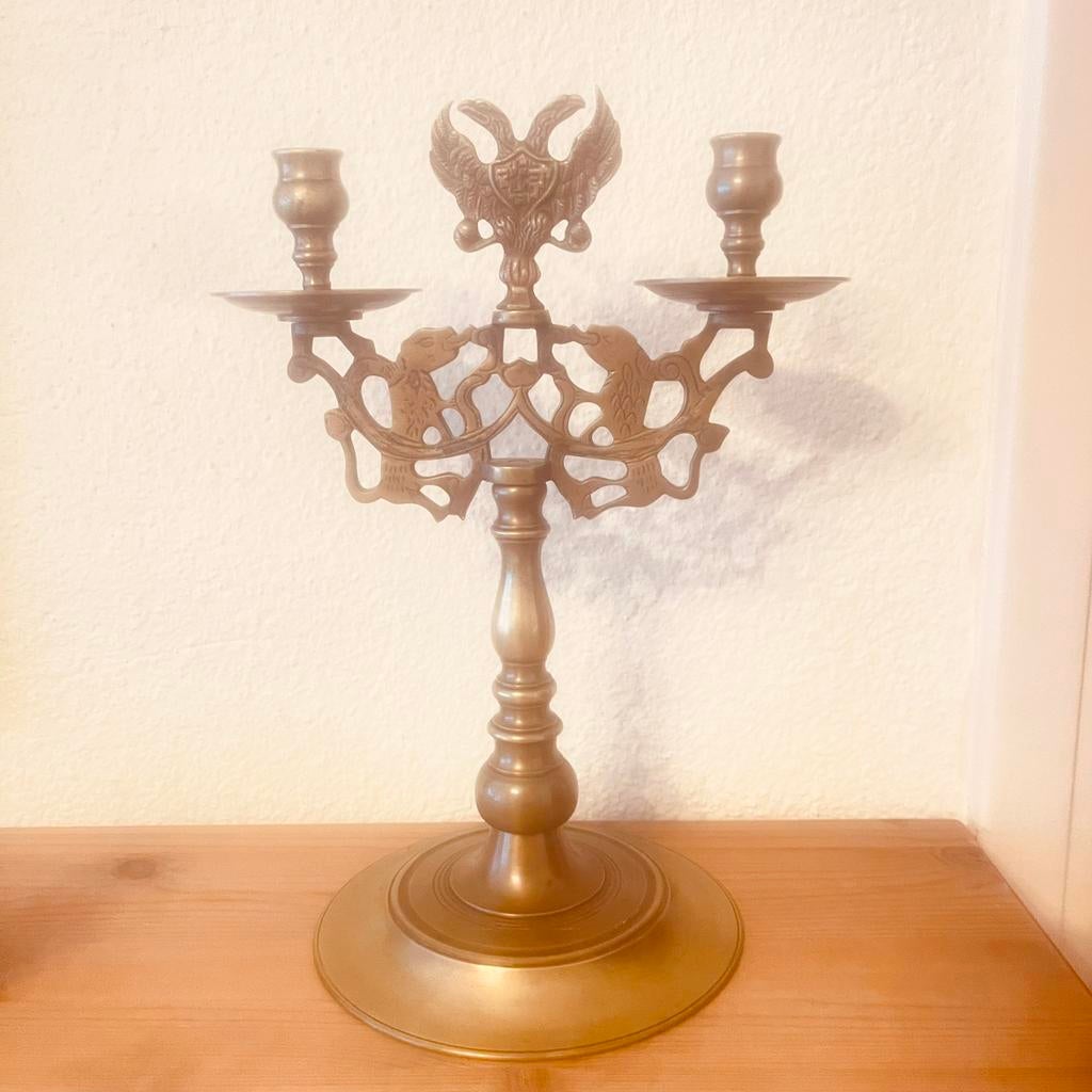 Chandelier ancien, objet décoré aigles et de lions  Judaïca, Ophalen of Verzenden, Koper of Brons