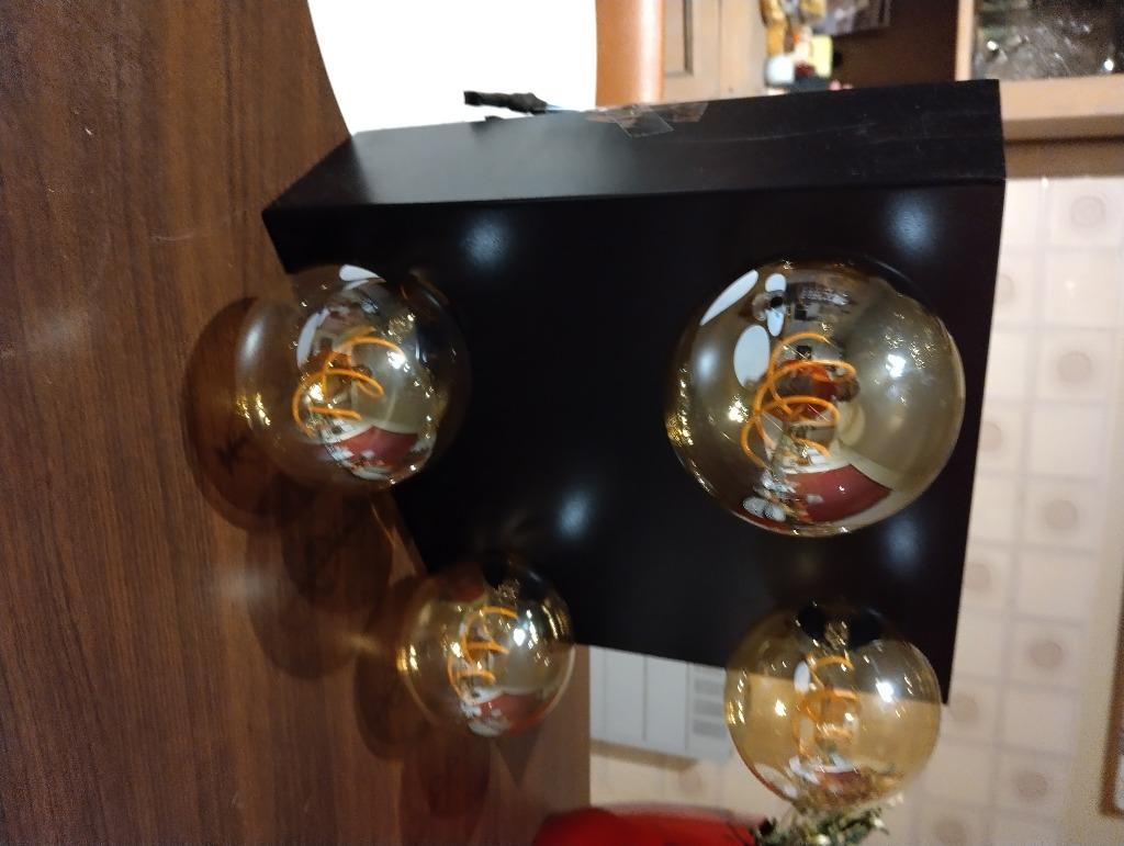 Plafonnier métal carré noir Lucide 4 lampes à boule, Maison & Meubles, Enlèvement, Utilisé, Métal, Modern