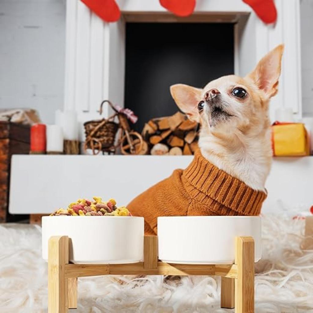 Dubbele verhoogde hondenkommen | keramiek | hondenbak, -, Verzenden, -, Nieuw