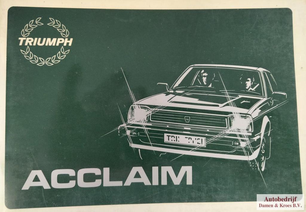 Handboek Triumph Acclaim instructieboekje, Enlèvement ou Envoi