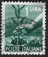 1 Postzegel Italië 1945 Democratie, Ophalen of Verzenden, Gestempeld
