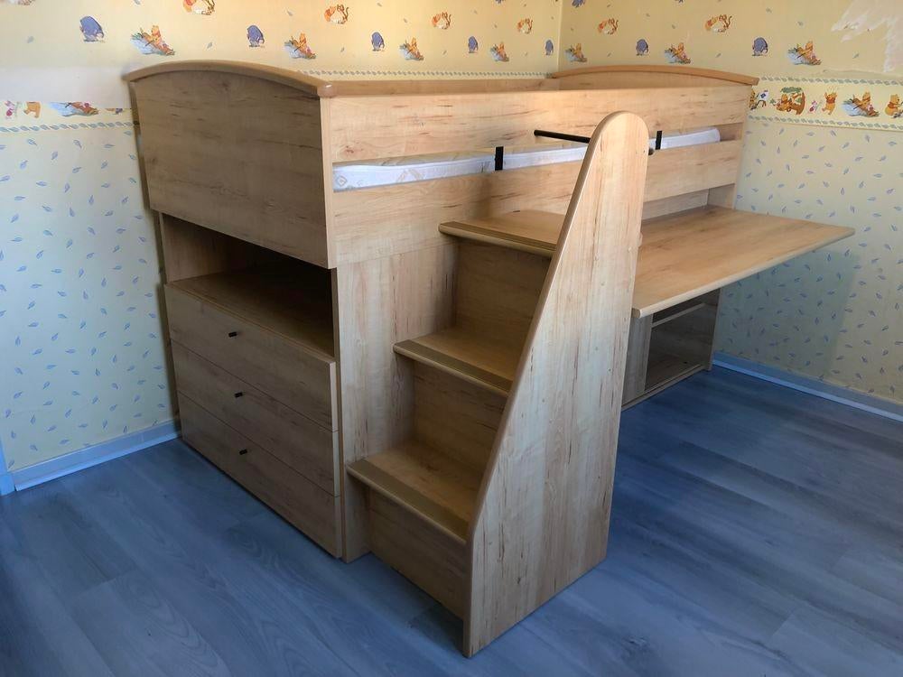 Hoogslaper met bureau en opbergkasten, Ophalen, Gebruikt, Kast