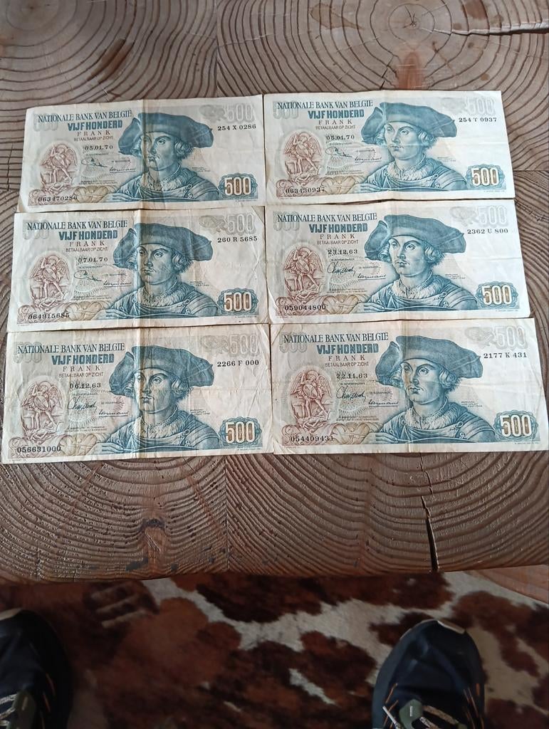 6 x 500 Belgische frank, Ophalen