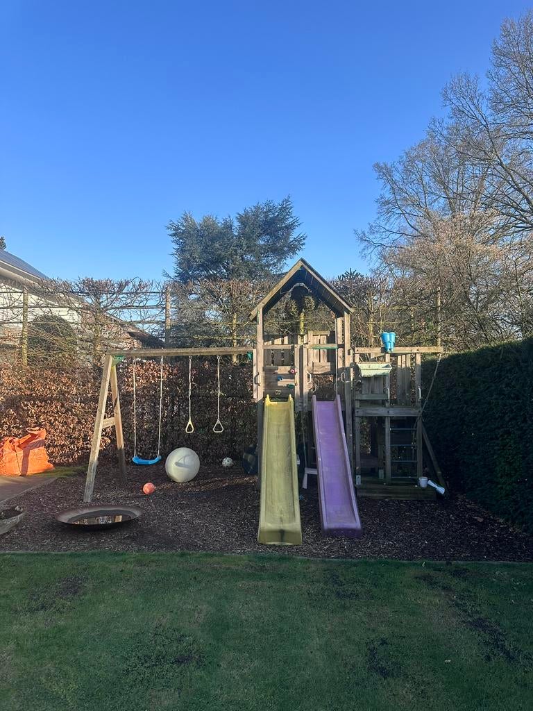 Speeltuig met huisje, keuken, glijbanen en schommel, Ophalen, Gebruikt, Schommel, Aanbouwonderdeel