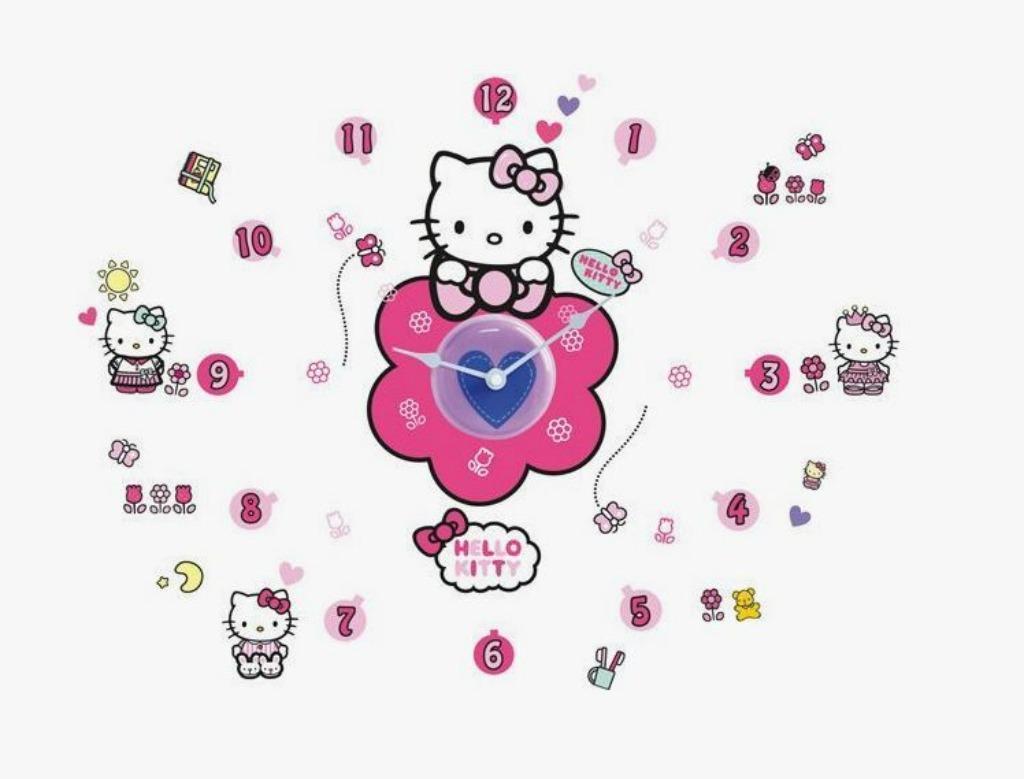 Hello Kitty Wandklok met Muurstickers - VAN 19,95 VOOR 7,50!, Ophalen of Verzenden, Nieuw, Klok