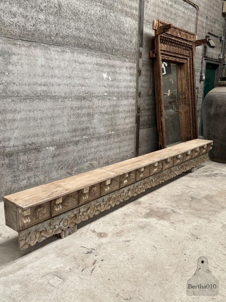 Oosterse XXL zware houten houtsnijwerk dressoir 370 cm, Huis en Inrichting, Zetels | Zetels, Ophalen, Overige maten, Minder dan 75 cm