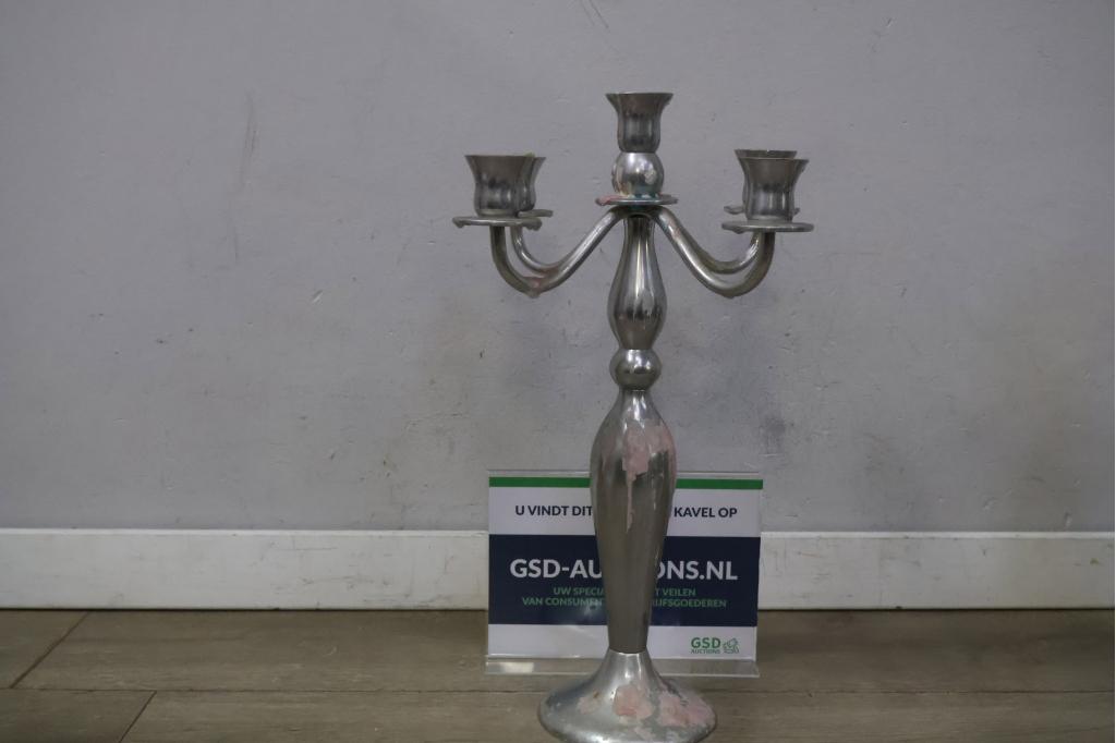 Vintage Zilverkleurige 5-Armige Kandelaar