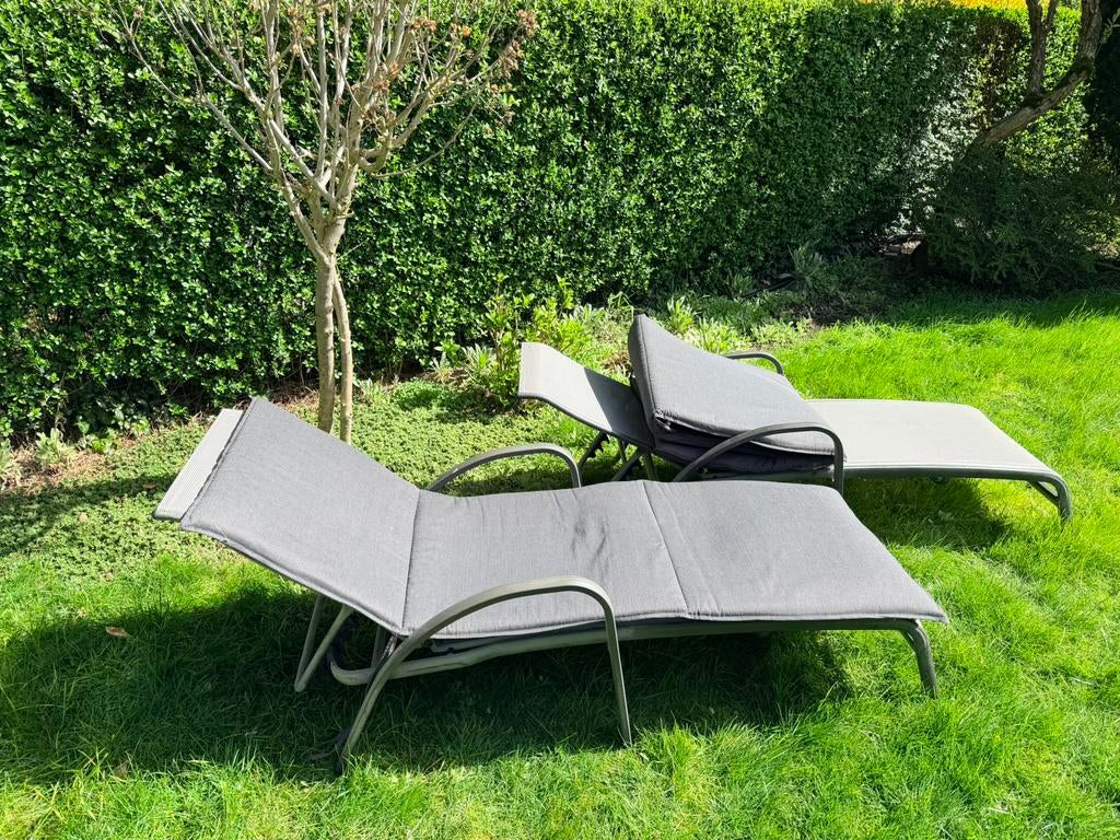 Ligbedden met kussens, Tuin en Terras, Ophalen, Gebruikt, Aluminium