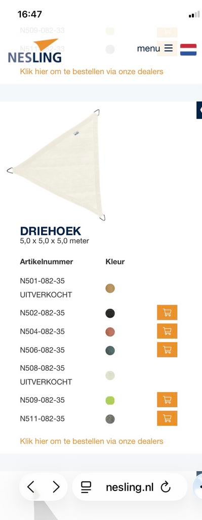 Nesling schaduwdoek, Tuin en Terras, Schaduwdoeken, Ophalen of Verzenden, Zo goed als nieuw