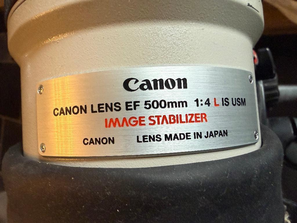 Canon Lens EF 500mm 1:4 L IS USM  + opbergkoffer en statief, Audio, Tv en Foto, Foto | Lenzen en Objectieven, Ophalen, Gebruikt