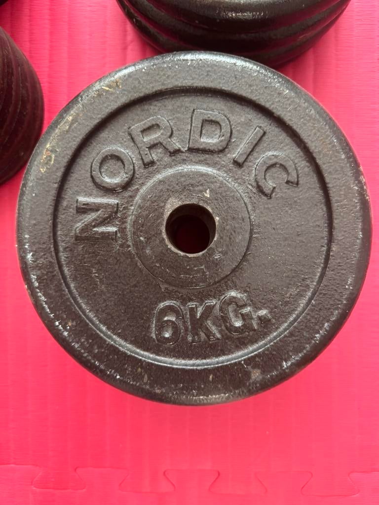 Halterschijf 6kg en 2,5kg met 30mm boring, Sport en Fitness, Fitnessmaterialen, Zo goed als nieuw, Halterschijven, Ophalen