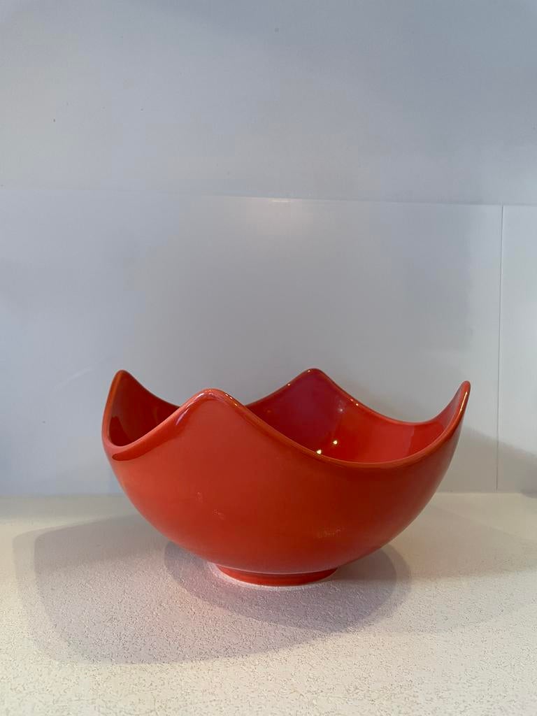 Rode keramieken saladekom, Ophalen, Zo goed als nieuw