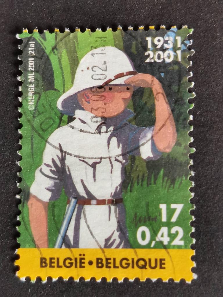 Belgie 2001 - Kuifje in Afrika, Ophalen of Verzenden, Gestempeld