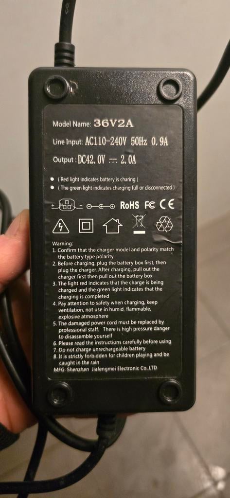 36V 2A (2-polig tulp) Lader Fietsbatterij, Ophalen of Verzenden