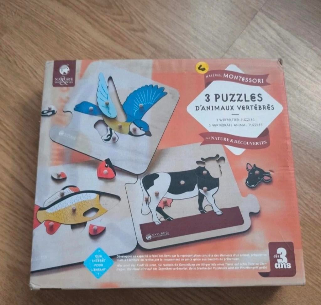 Puzzles Montessori vache poisson oiseau maternelle éducatif
