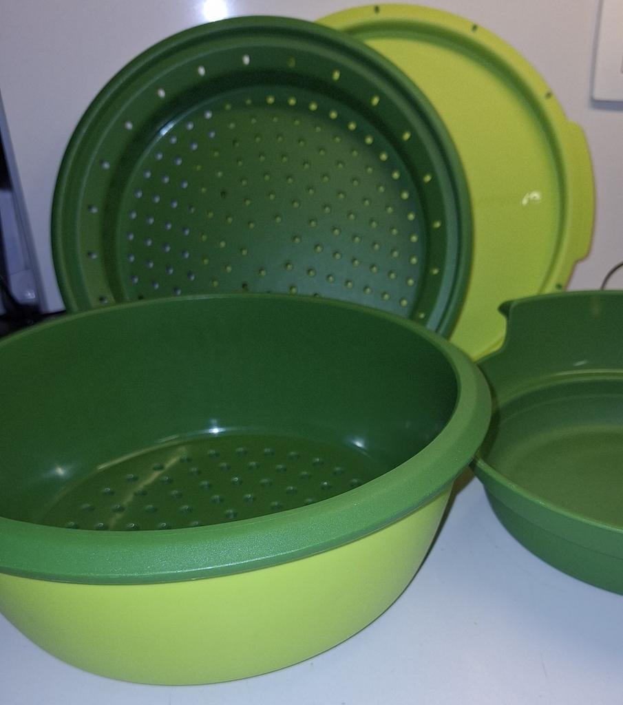 Tupperware MicroGourmet Stoompan, Huis en Inrichting, Keuken | Tupperware, Ophalen, Zo goed als nieuw, Groen, Bak of Kom