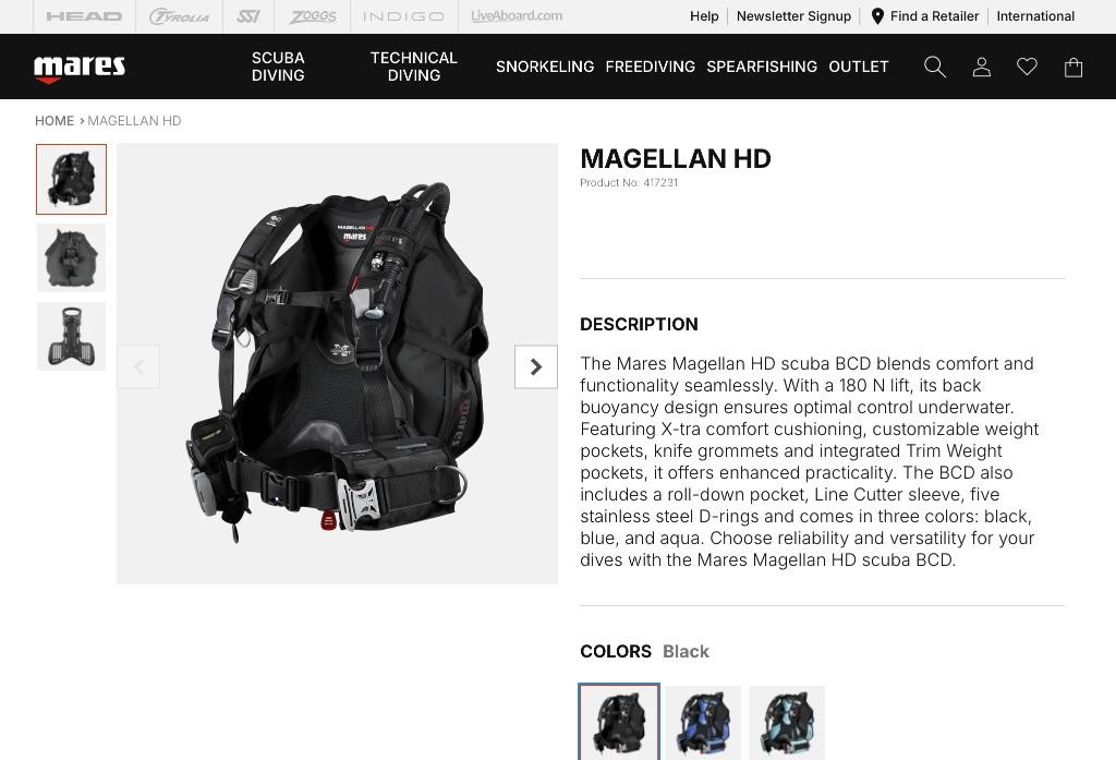 Mares Magellan HD size M nieuw 389€ - Ecocheques, Enlèvement ou Envoi, Neuf, Gilet de stabilisation