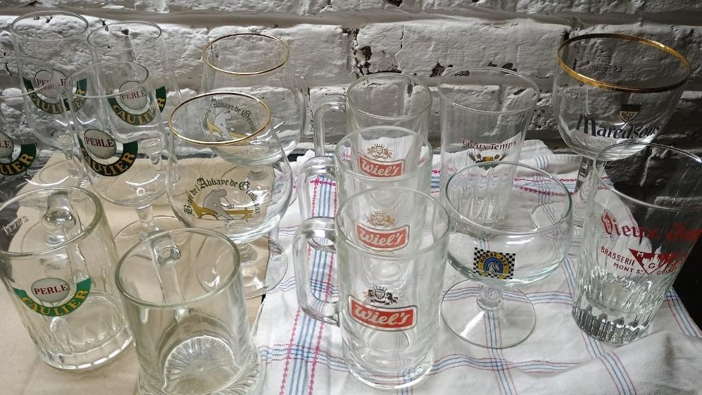 verres à bière CAULIER, WIELS, Vx Temps, ..., Enlèvement, Utilisé, Verre ou Verres