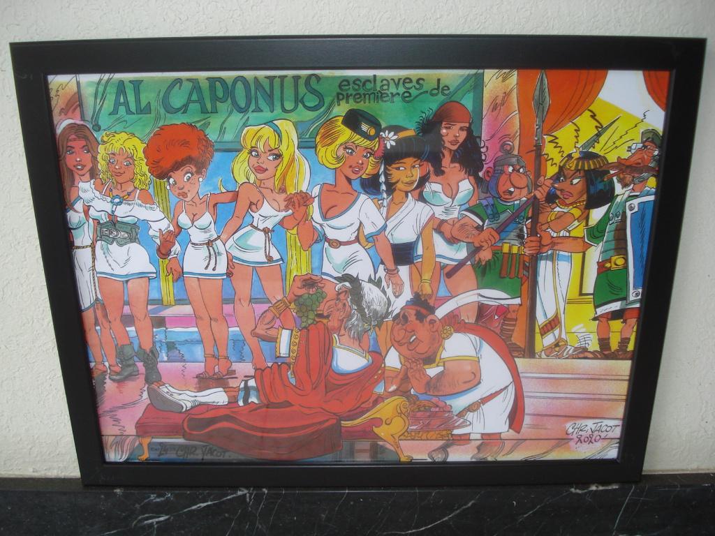 Dessin Hommage à Astérix Natacha Yoko Tsuno Aria "Al Caponus, Collections, Neuf, Enlèvement ou Envoi, Rectangulaire vertical, Avec cadre