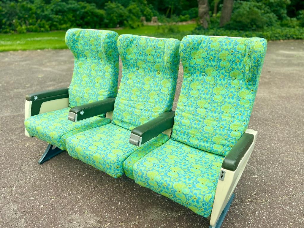 Authentieke Sabena vliegtuigzetels 3-zit + 2-zit, Ophalen, Gebruikt, Minder dan 75 cm, Rechte bank