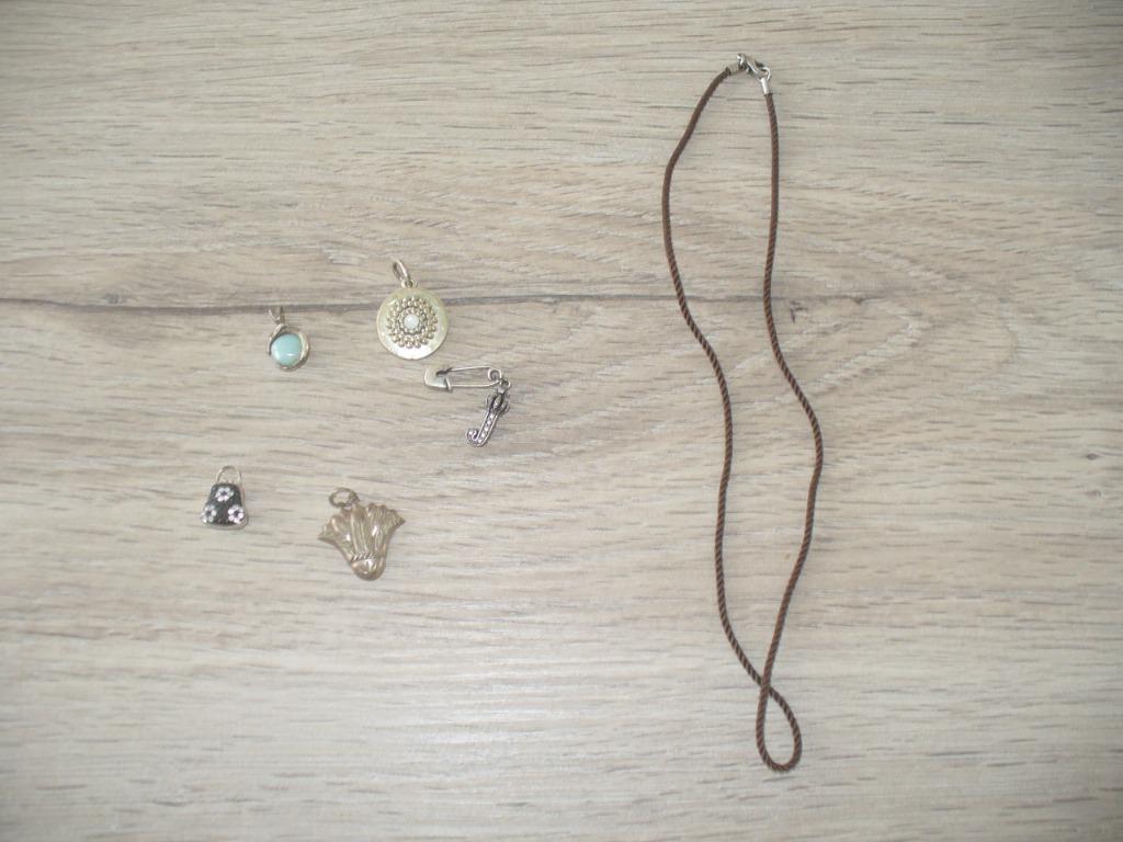 Bruin kettinkje met verschillende hangertjes, Bijoux, Sacs & Beauté, Colliers, Enlèvement ou Envoi, Comme neuf, Brun