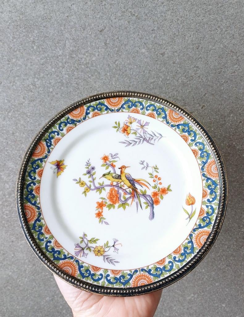 Assiette à dessert Limoges avec bord argenté, Antiquités & Art, Enlèvement ou Envoi