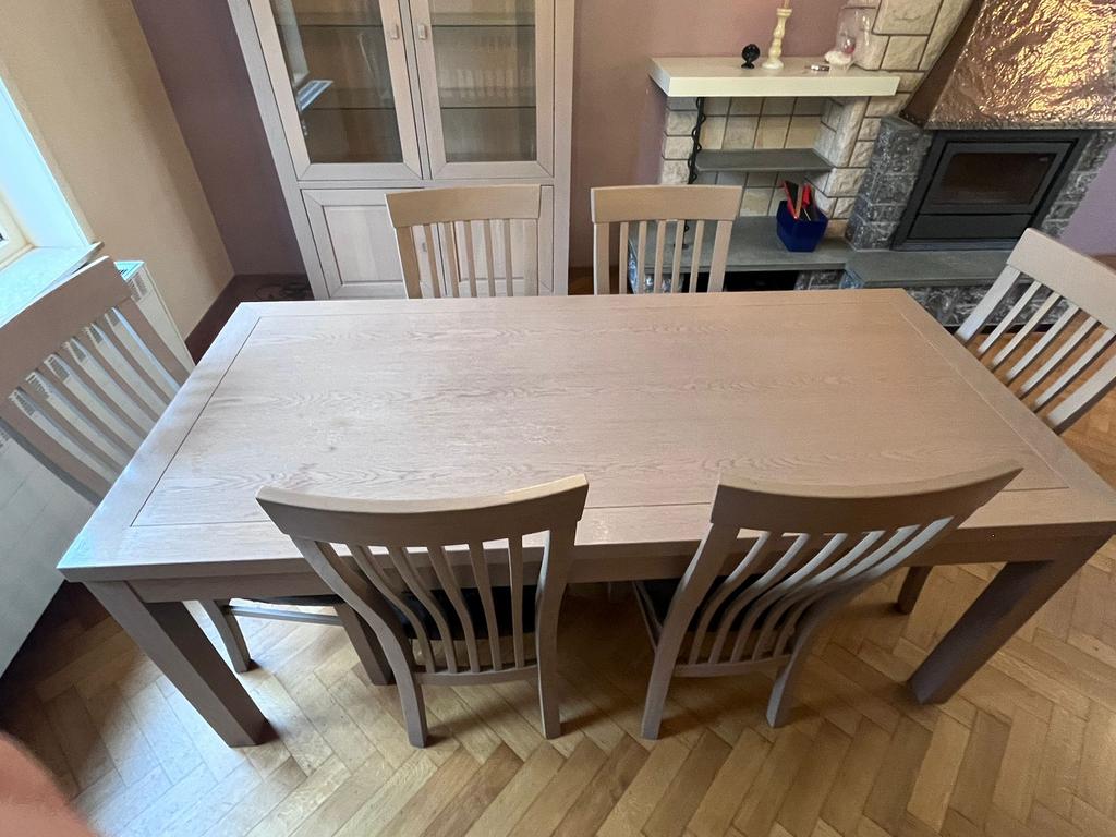 Gebruikt woonkamer set stevog hout, Ophalen of Verzenden, Zo goed als nieuw, Hout stevig, 4 tot 6 stoelen