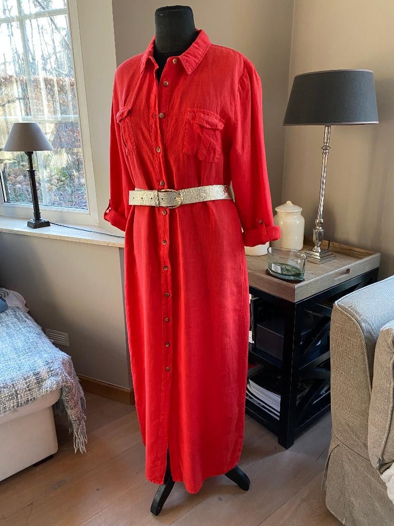 Robe longue rouge en lin SCAPA TOPOS - 40/42, Vêtements | Femmes, Rouge, Taille 38/40 (M), Enlèvement ou Envoi, Comme neuf
