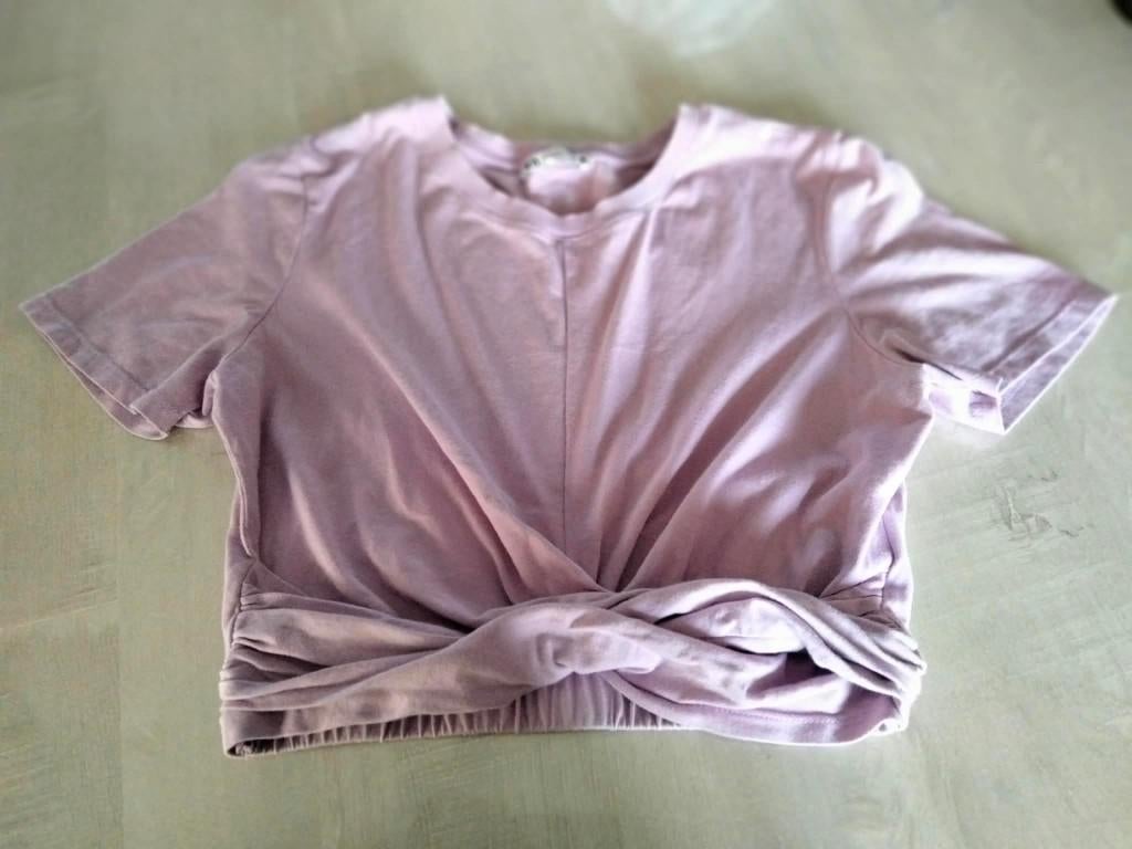 crop top lila / croptop / kort shirt Zara Medium, Kleding | Dames, Topjes, Zo goed als nieuw, Maat 38/40 (M), Paars, Korte mouw