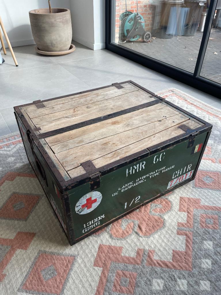 Vintage houten legerkisten/boxen 1955 als salontafel, Ophalen