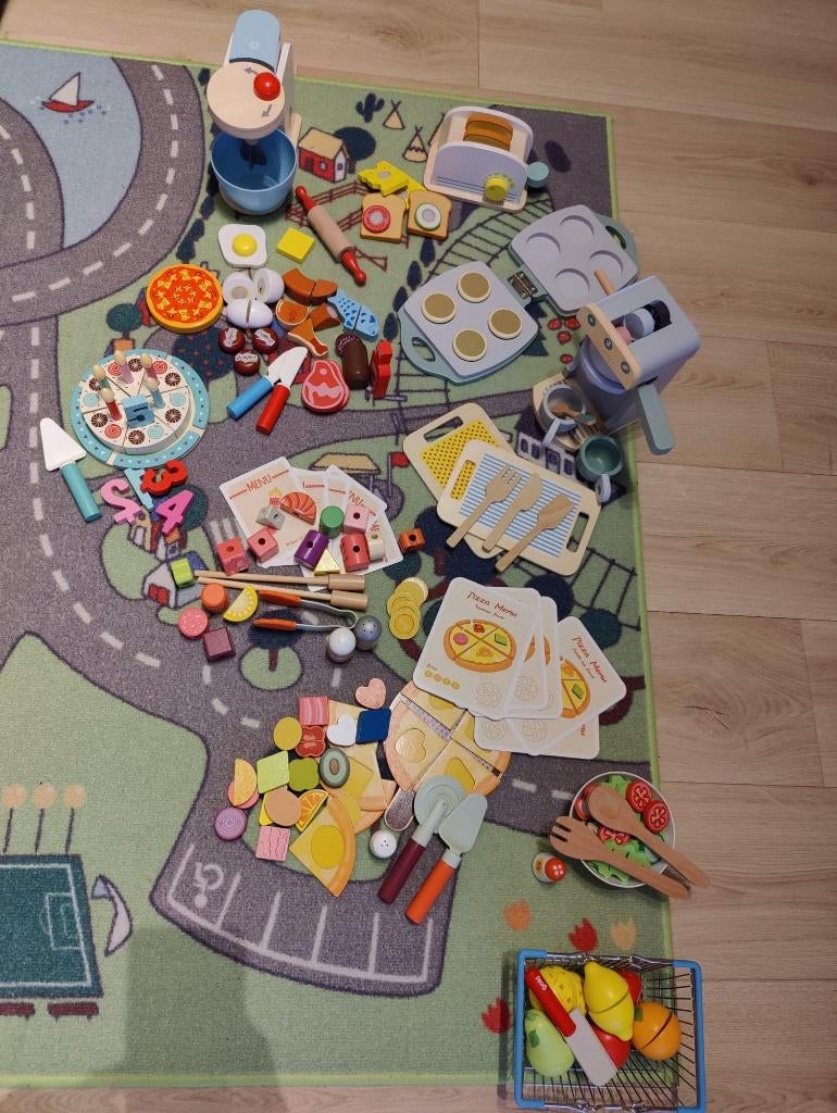 Houten speelgoed keukengerei, Ophalen, Zo goed als nieuw, Hout, Speelkeuken